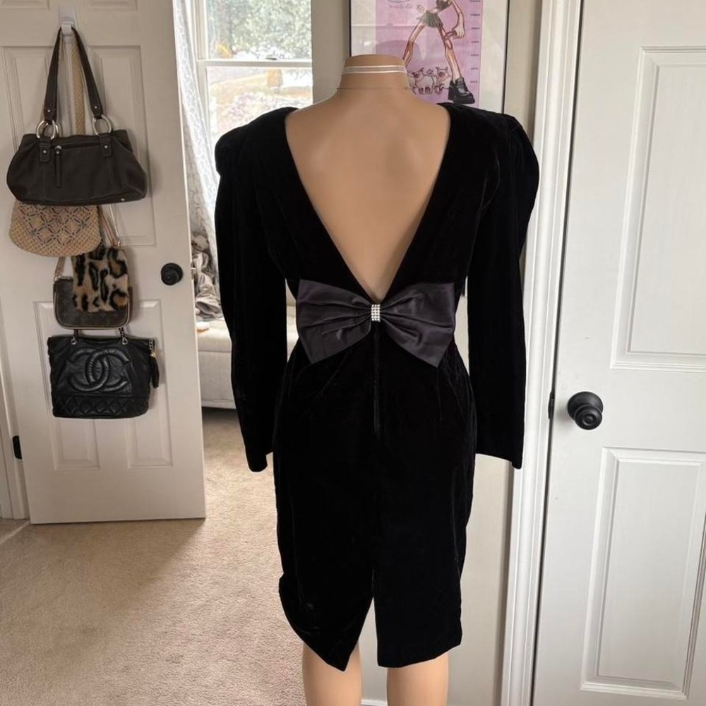 Vintage renditions black velvet open back dress
